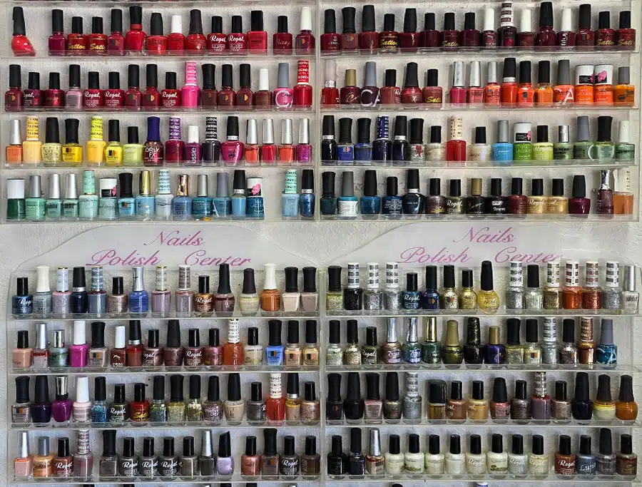 Inside Beautiful Nails in Reno - nail polish wall Inside Beautiful Nails in Reno - nail polish wall